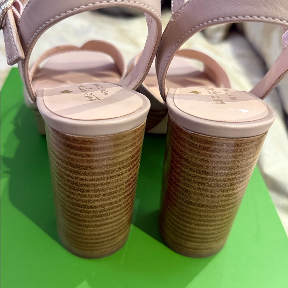 201. Kate Spade Demi Napa Pale Vellum Platform Sandals - Picture 3 of 5